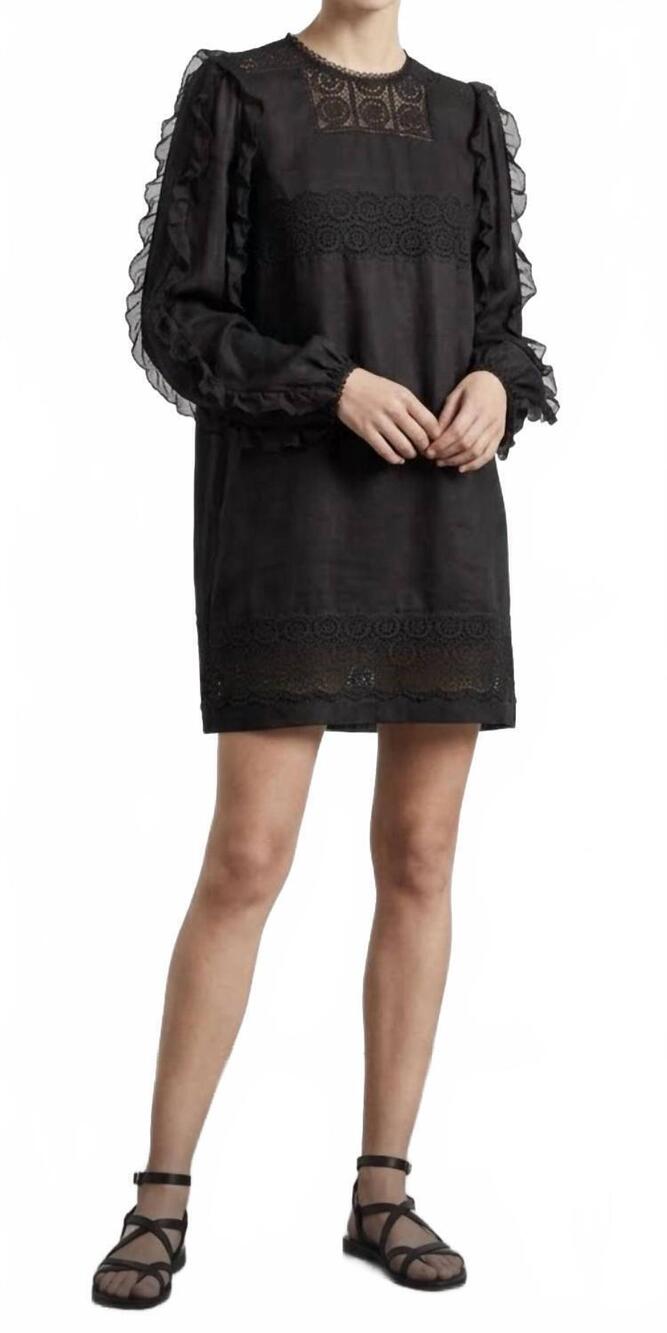 NEW SEE BY CHLOE pre-loved women's ruffled sleeve lace embroidered linen dress i